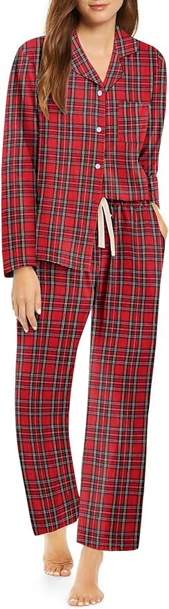 Ekouaer Pajamas Set for Womens 2 Piece Cotton Plaid Loungewear Long Sleeve Sleepwear Soft Button ... | Amazon (US)