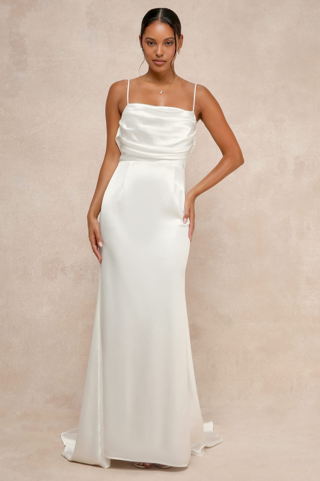 Lovely Endearment White Satin Sleeveless Backless Maxi Dress | Lulus