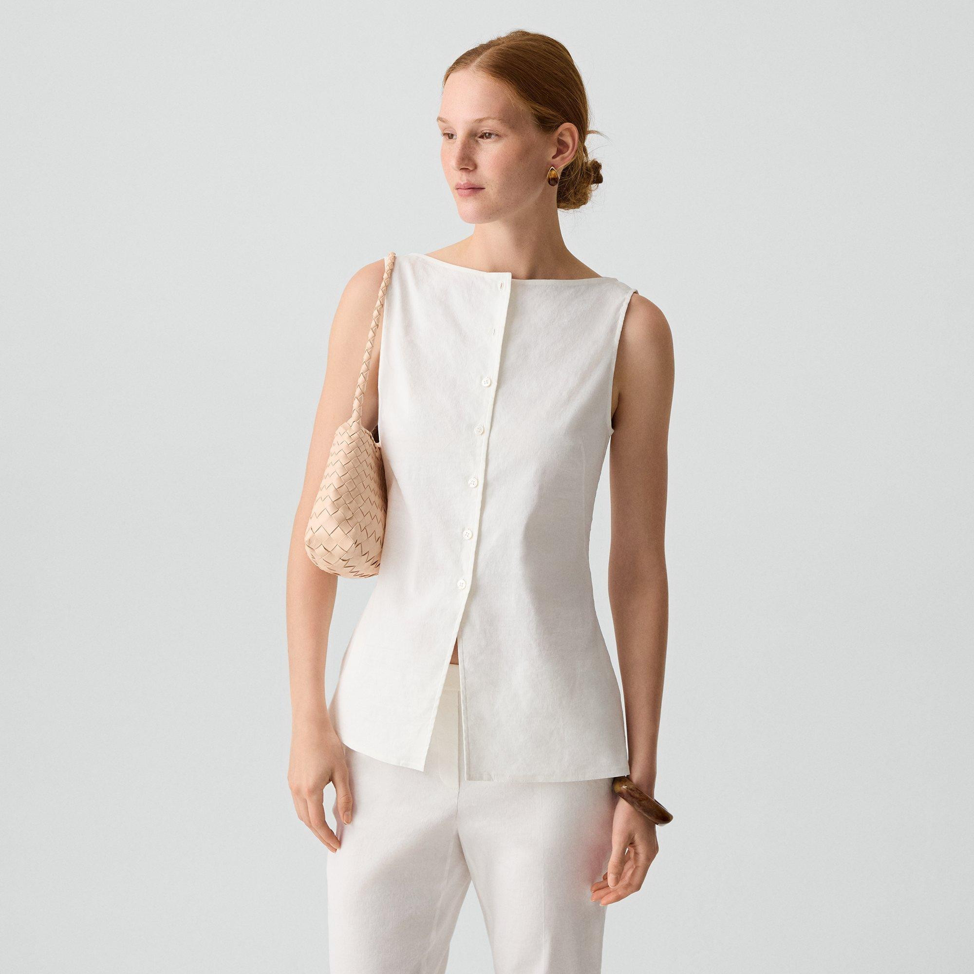 Boatneck Cutaway Top in Good Linen | Theory