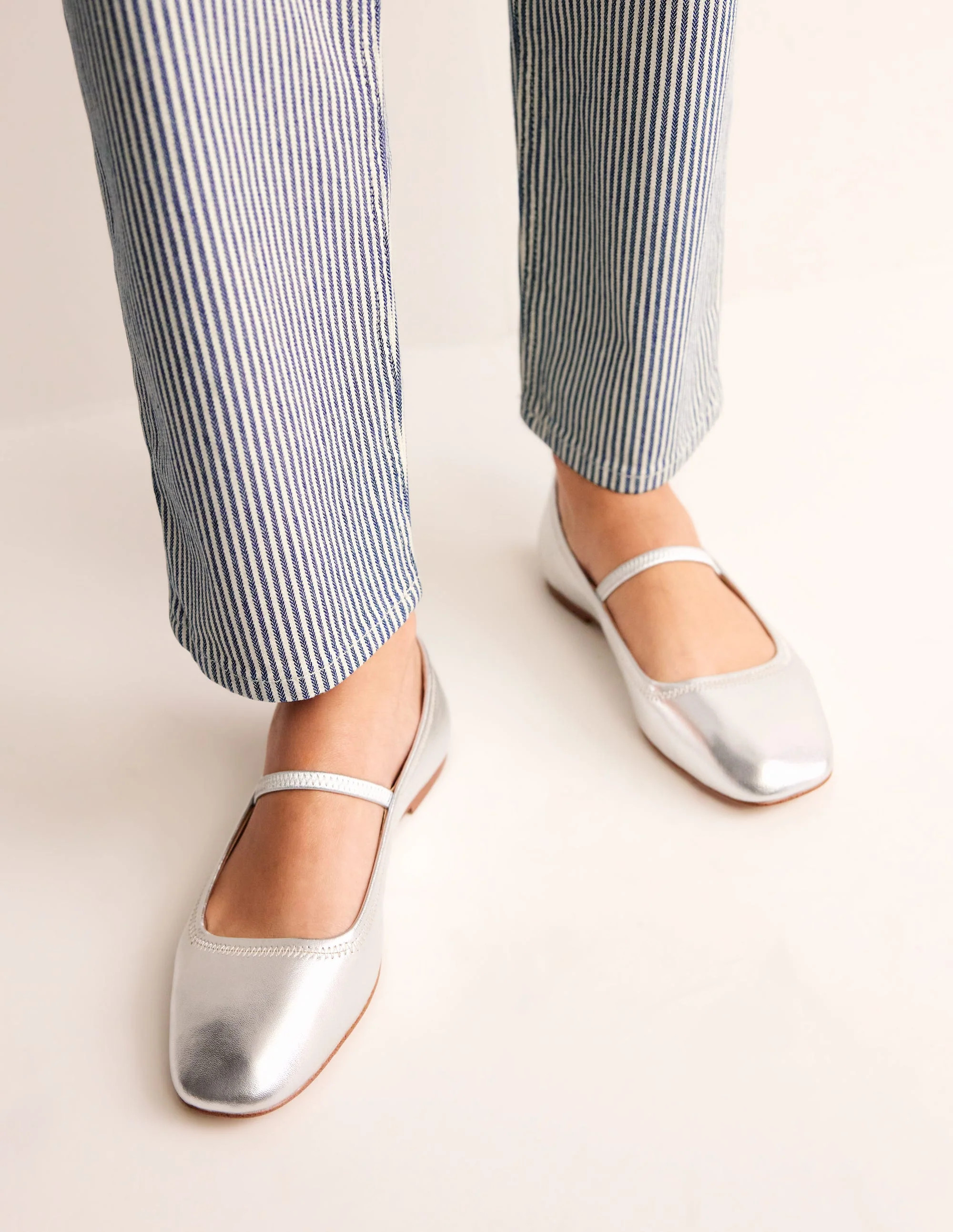 Thea Mary Jane Ballet Flat-Silver Metallic | Boden UK