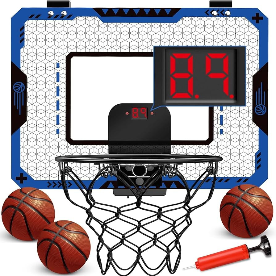 Indoor Basketball Hoop for Kids Age 5-10, with Electronic Scoreboard & 3 Balls - Over The Door Mi... | Amazon (US)