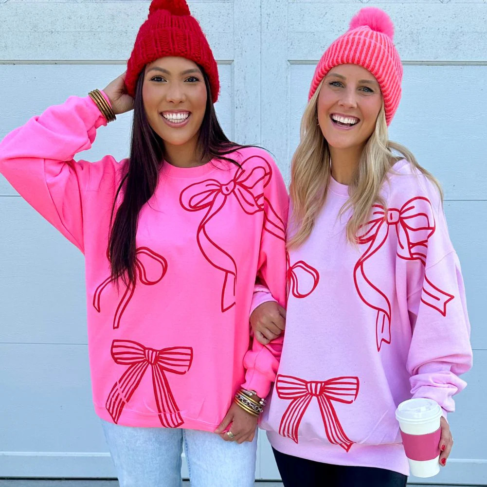 'Red Bows' PUFF Crewneck Sweatshirt | United Monograms