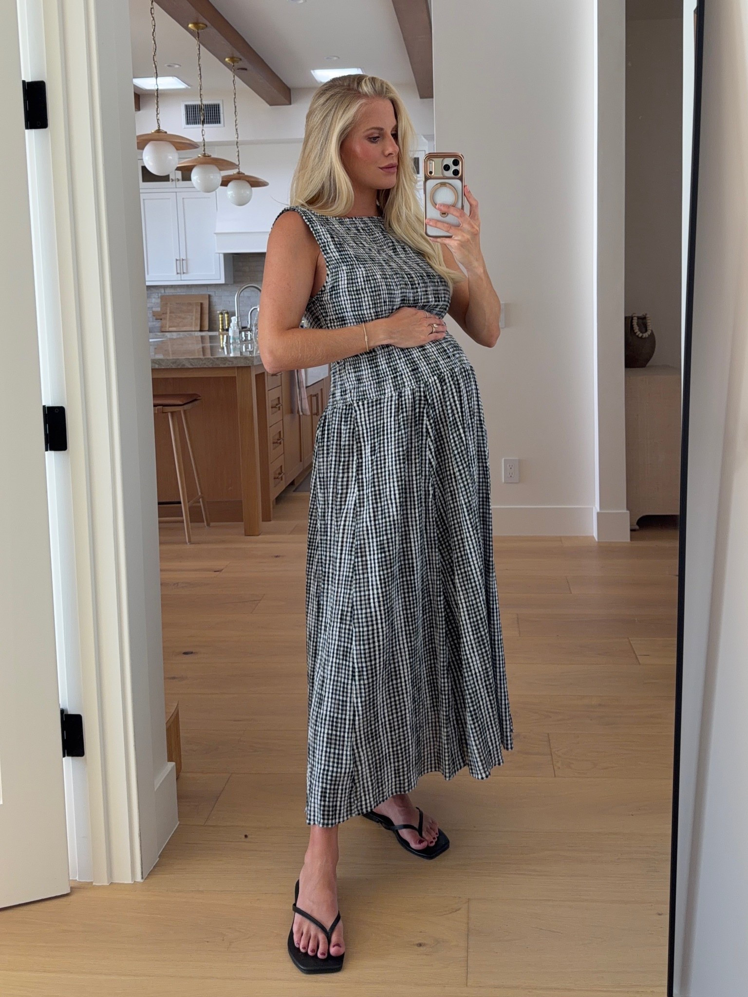 Wearing a large in dress (sized up for pregnancy), shoes are tts, code “KPGS20!” for discount on necklace, bracelet, pointer finger ring! #kathleenpost

Spring dresses, spring transition, spring outfits 2026, bump friendly, maternity look

#LTKBump #LTKootd #LTKSeasonal