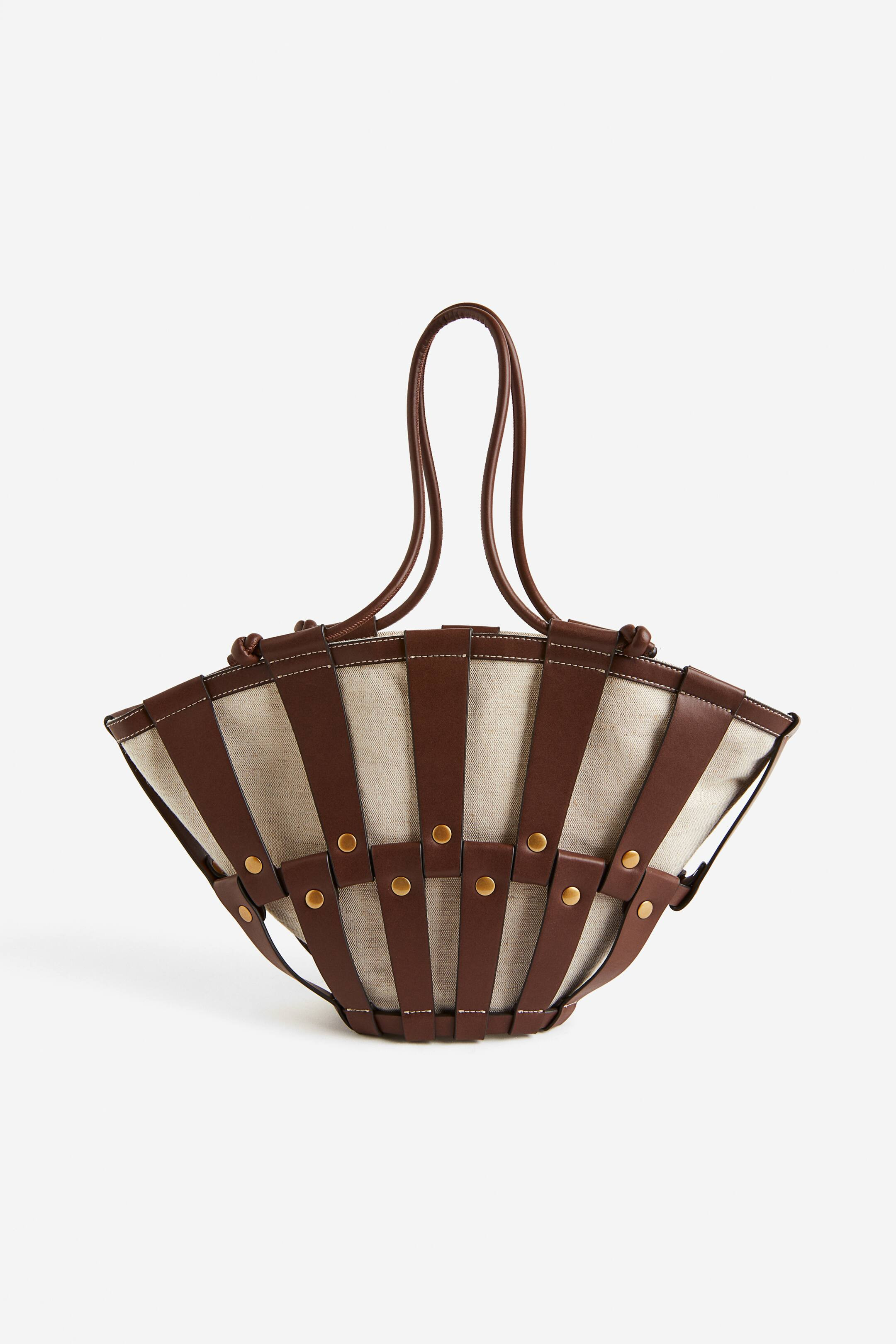 Shopper mit Canvas-Detail - Dunkelbraun - Ladies | H&M AT | H&M (DE, AT, CH, NL, FI)