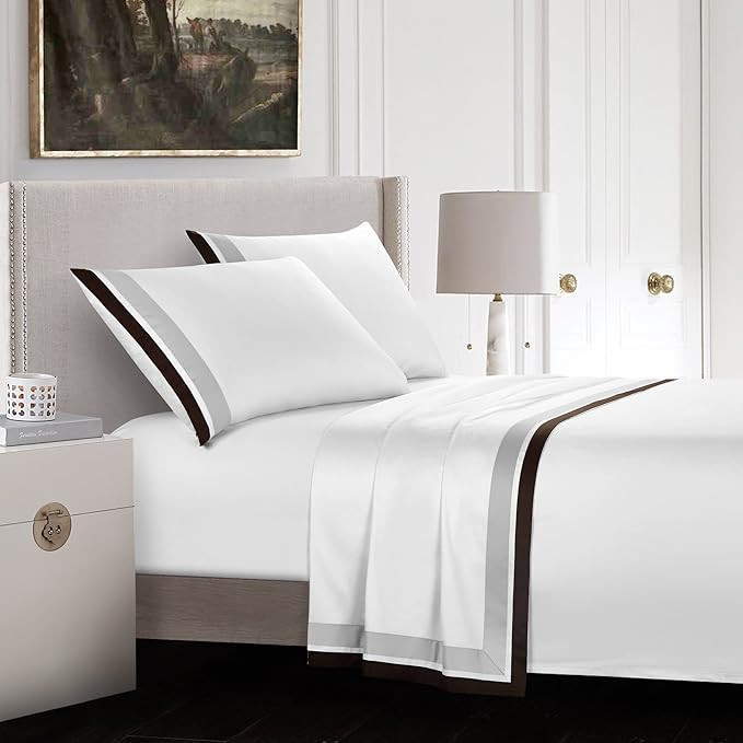 Casabolaj Shading 100% Egyptain Cotton Sateen Sheets Set,Hotel Collection Luxury Modern Style,400... | Amazon (US)