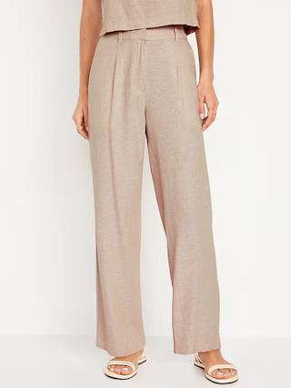 Extra High-Waisted Linen-Blend Wide-Leg Taylor Pants | Old Navy (US)