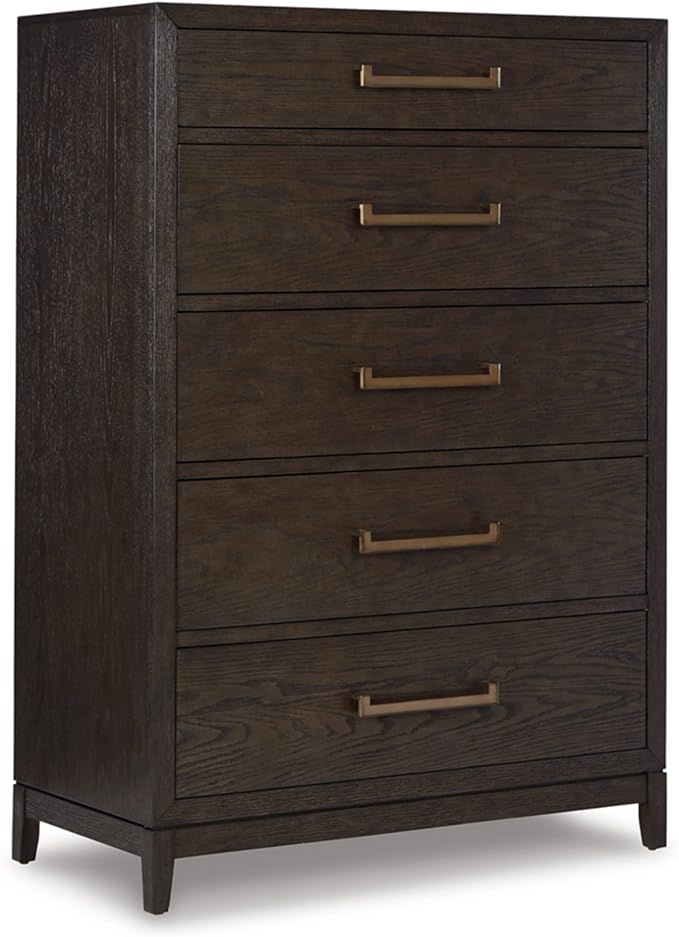 Signature Design by Ashley Burkhaus Traditional 5 Drawer Chest of Drawers, Dark Brown | Amazon (US)