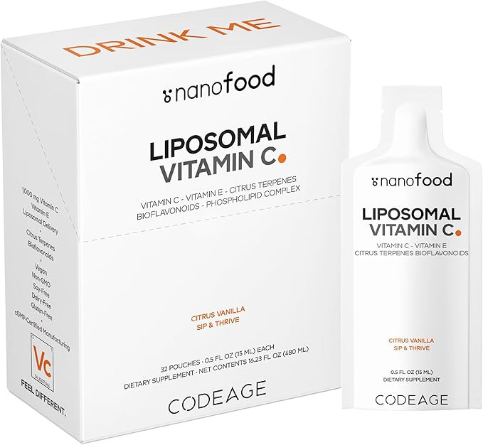 Codeage Liposomal Vitamin C Liquid 1000mg Vitamin C, 4000mg Essential Phospholipids, Supplement F... | Amazon (US)