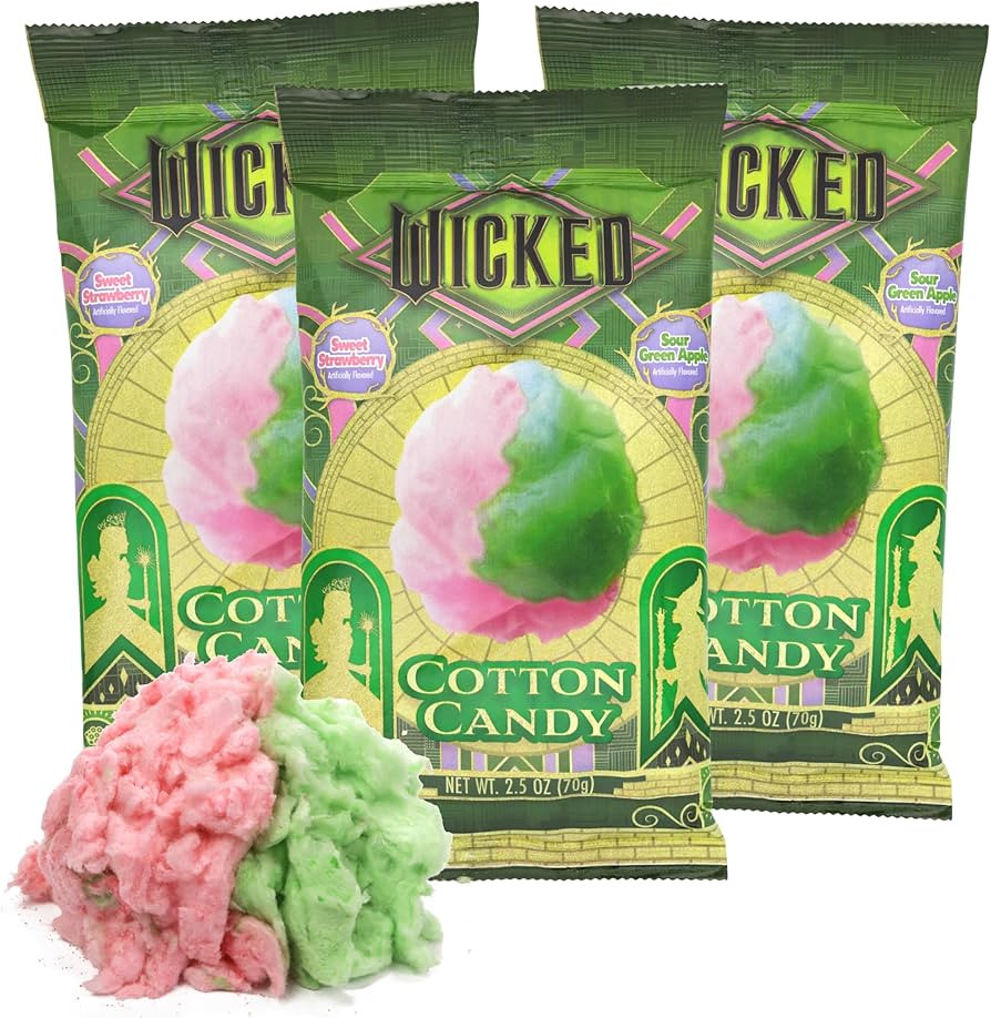 Wicked Themed Cotton Candy, Sour Apple and Sweet Strawberry Flavored, Easter Basket Stuffers, Mov... | Amazon (US)