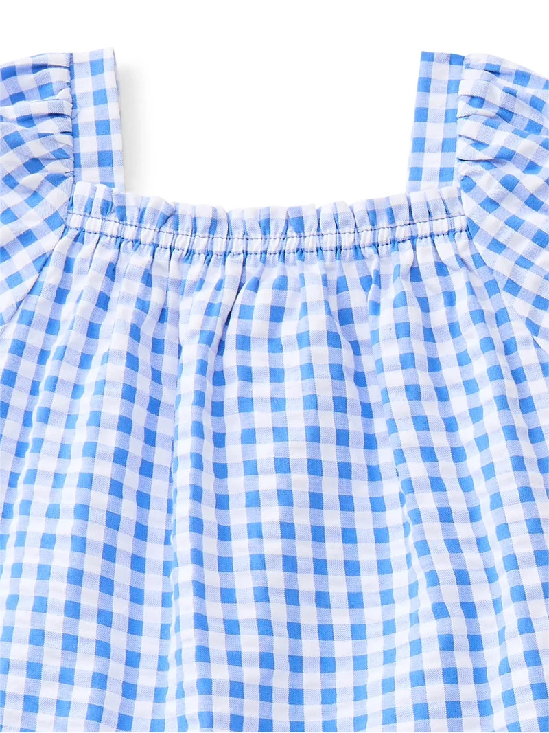 Wonder Nation Toddler Girls' Cotton Seersucker Top and Wide Leg Pants Set, 2-Piece, Sizes 12M-5T | Walmart (US)