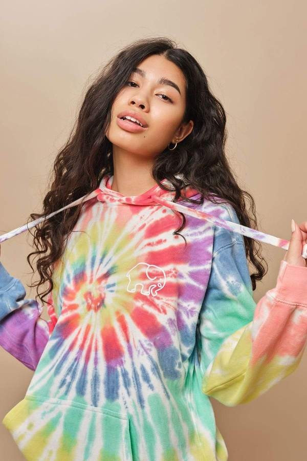 Rainbow Oversized Tie Dye Hoodie | Ivory Ella