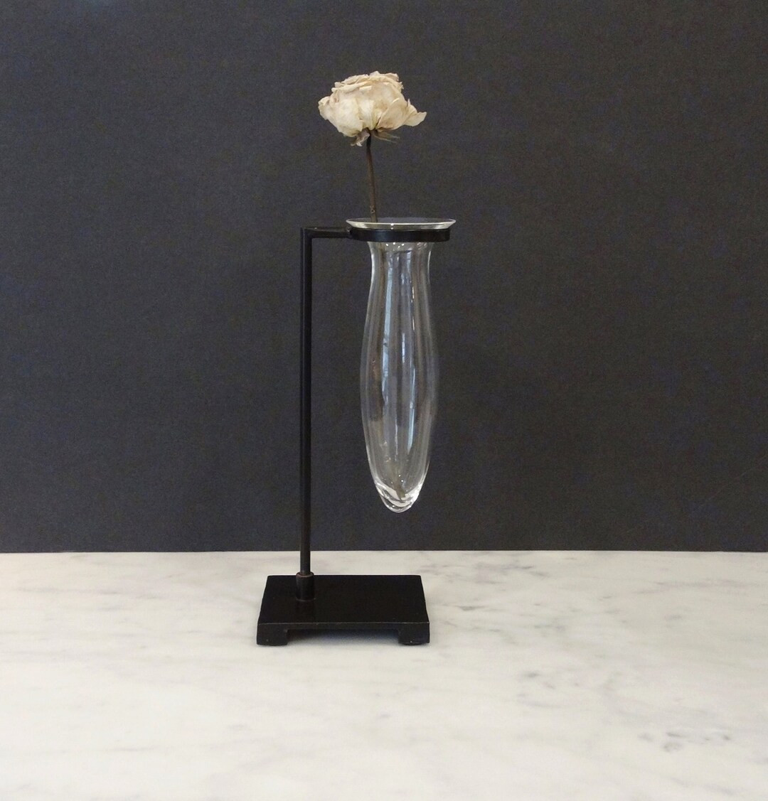 Vintage Glass Vase with Steel Stand | Etsy (US)