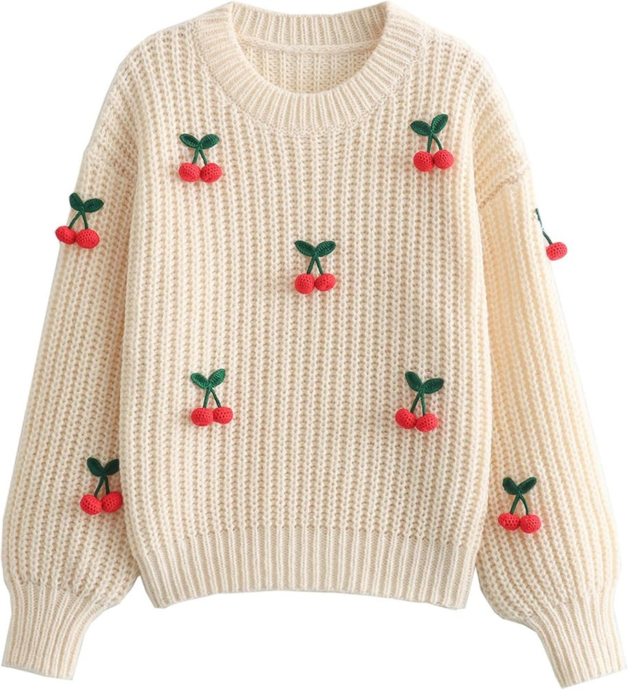 Bozanly Women's Short Sleeve Cropped Cardigan Sweater Basic Casual Button Down Cherry Knit Top | Amazon (US)