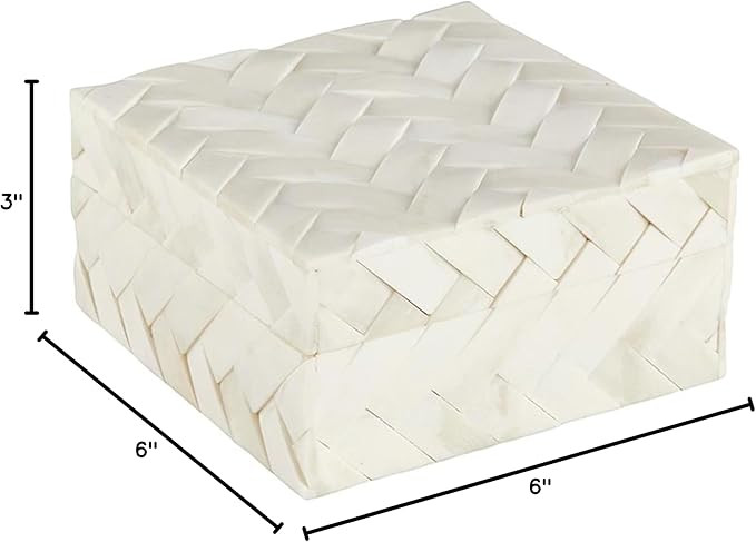 47th & Main Keepsake Textured Bone Inlay and Wood Storage Box with Lid, Medium, Cream | Amazon (US)