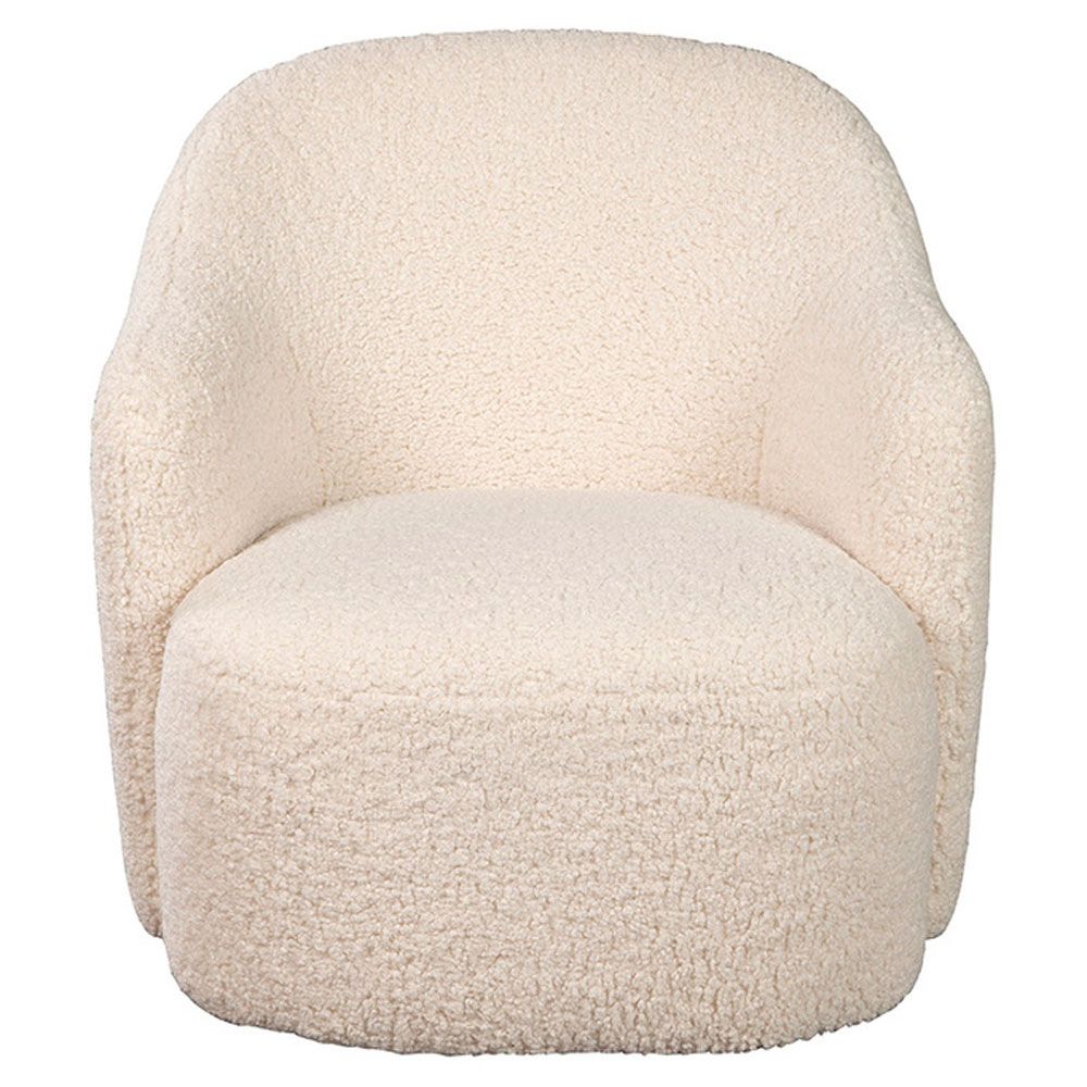 Tiffany Modern Classic White Upholstered Boucle Swivel Living Room Chair | Kathy Kuo Home