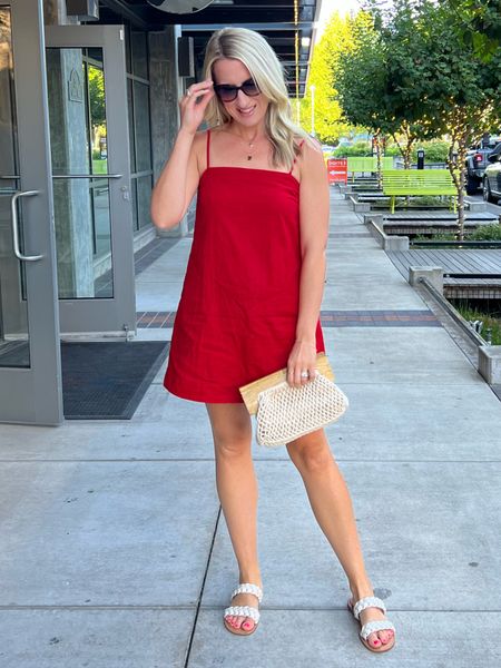 I love this red skort dress from Abercrombie! It’s currently on sale (clearance). I’ve also linked a few similar dresses! #spaghettistrap 

#LTKFind #LTKunder50 #LTKsalealert