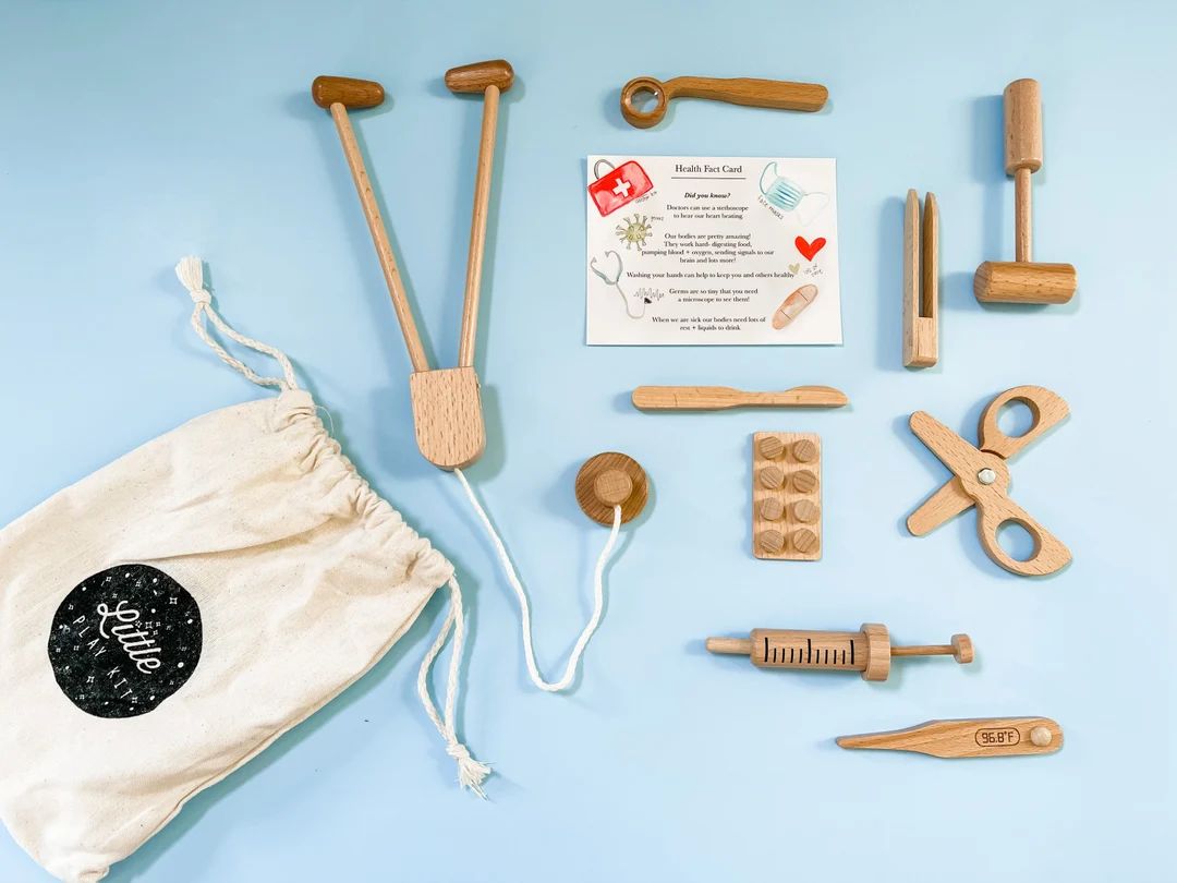 Montessori Wooden Doctors Play Kit wooden Toys Dentist Play Kit Toddler Children Gift Pretend Pla... | Etsy (US)