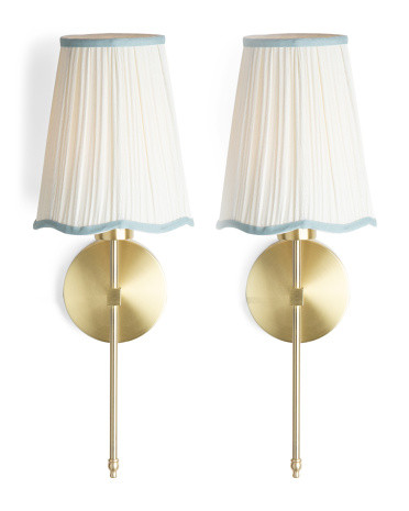 2pk 20in Pleated Scalloped Shade Metal Pole Sconces | TJ Maxx