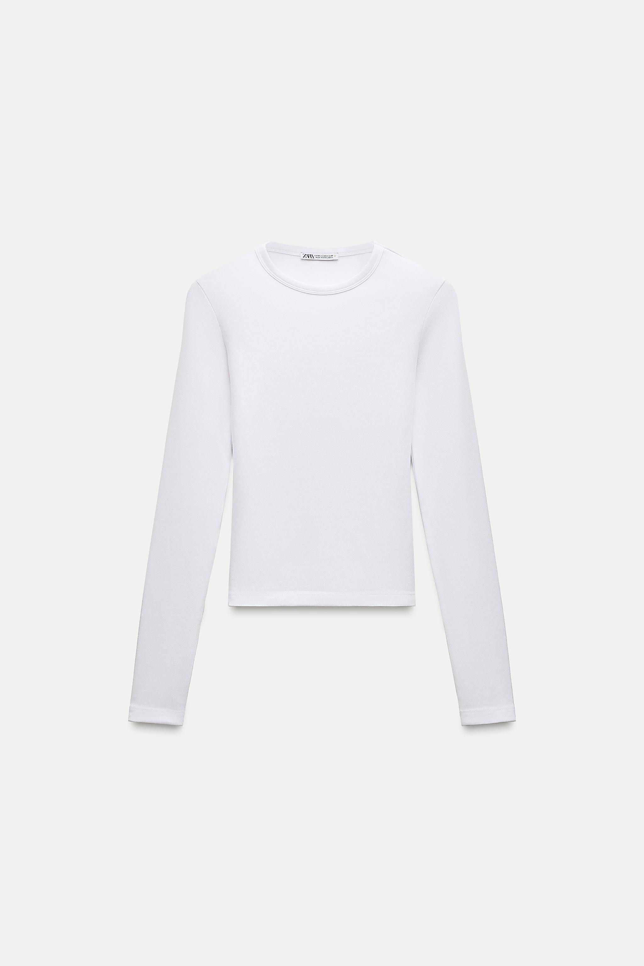 LONG SLEEVE COTTON MODAL T-SHIRT | Zara US