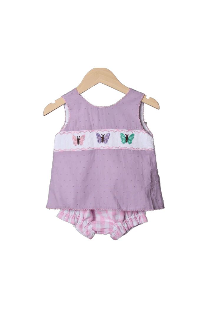 Smocked Lavender/Pink Butterfly Set | The Smocked Flamingo