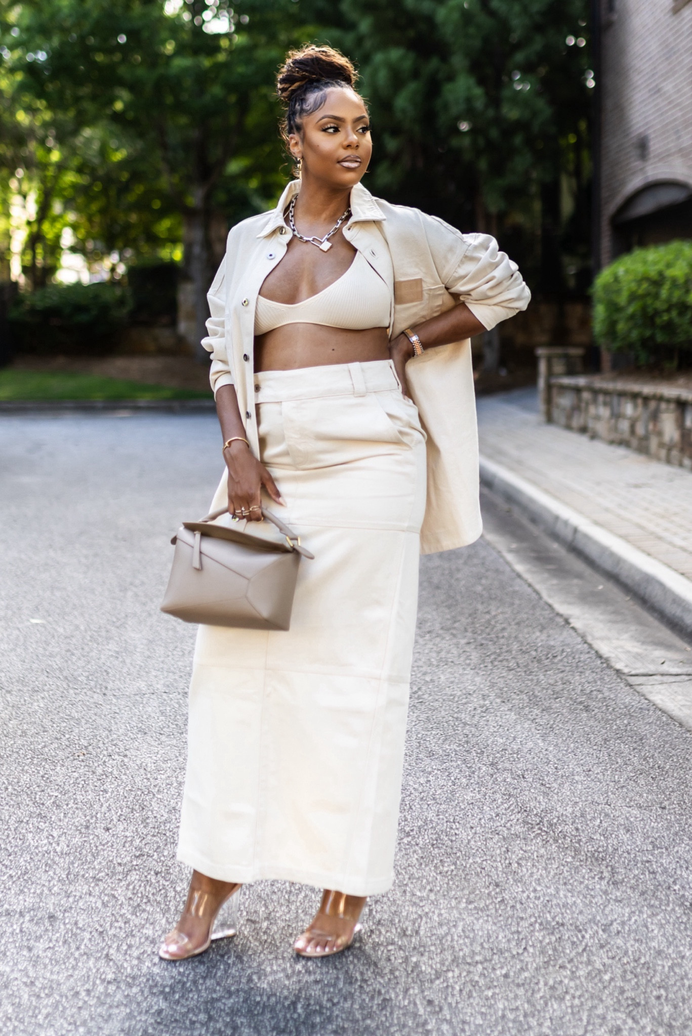 Gender Reveal Look!

Top: XS/S (oversized fit)
Skirt: Med (runs large)
