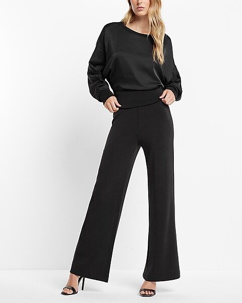 Super High Waisted Silky Sueded Scuba Wide Leg Pants | Express