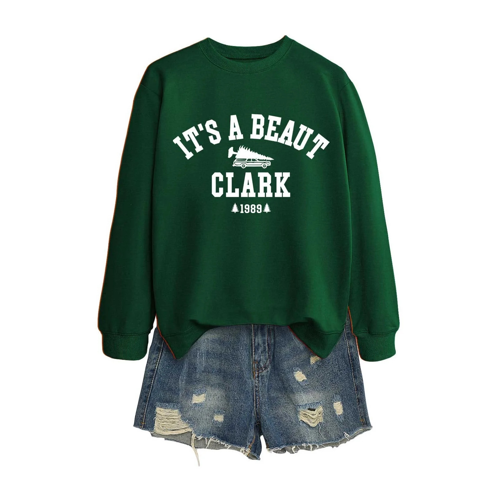 Christmas Sweatshirts for Women It's a Beaut Clark Letter Print Pullover Xmas Casual Long Sleeve ... | Walmart (US)