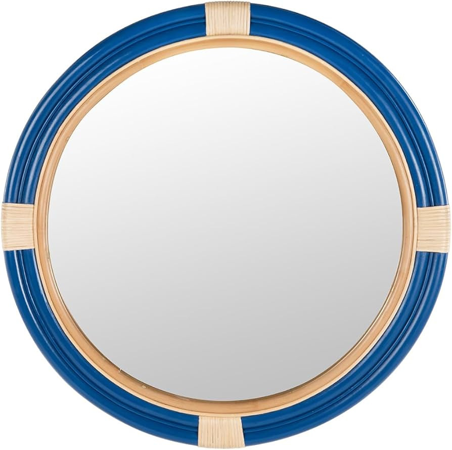 Kouboo Nautical Decorative Wall Mirror in Rattan, Royal Blue | Amazon (US)
