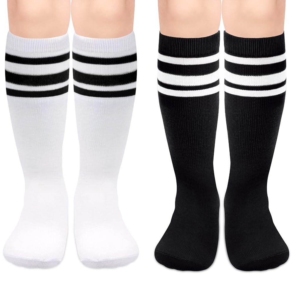 Kids Soccer Socks Toddler Soccer Socks Girls Boys Soccer Socks Kids Tube Socks with Stripes Toddl... | Amazon (US)