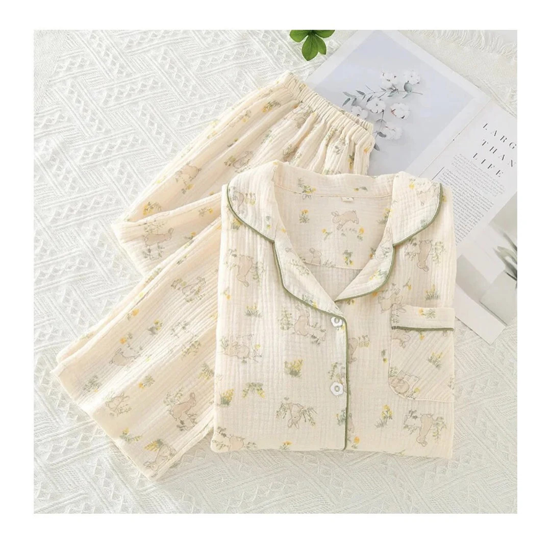 Nature Theme Pajama Set for Women Relax Fit Cotton Crepe Pjs - Etsy | Etsy (US)