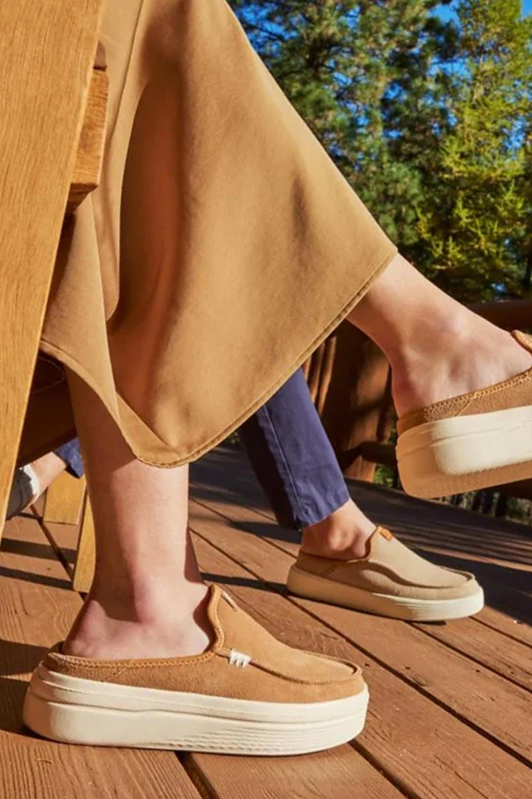 HEYDUDE Women’s Austin Lift Classic Shoes in Tan | Glik's