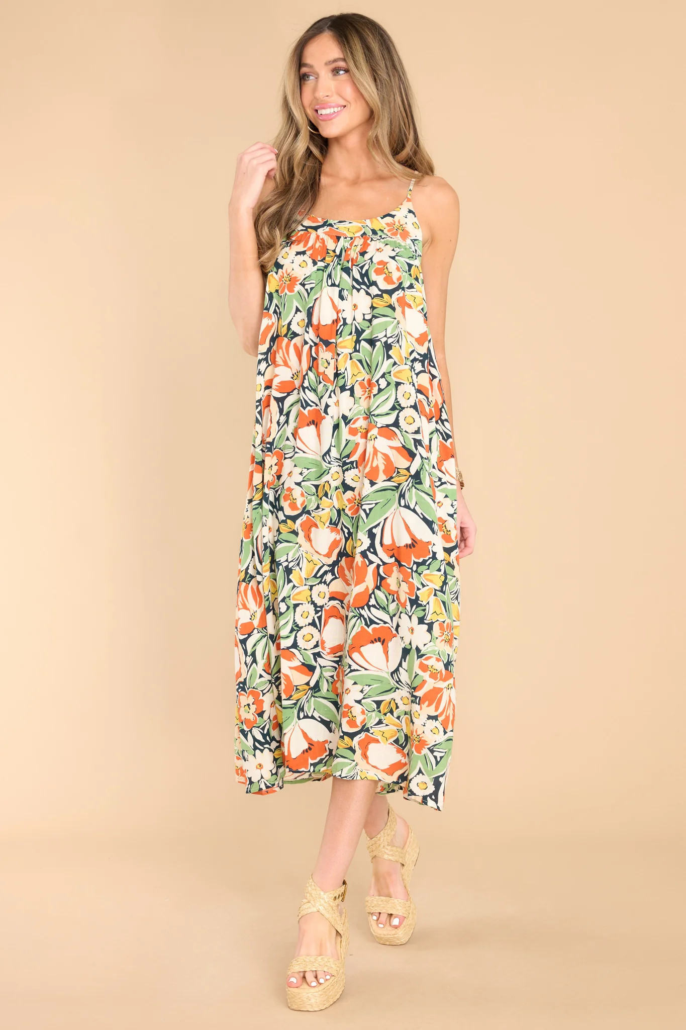 Always Have Ivory Floral Print Midi Dress | Red Dress 