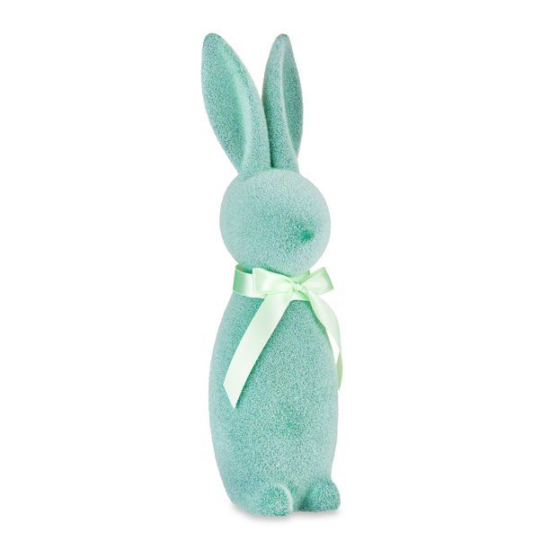 Way to Celebrate 16 in. Mint Flocked Bunny Easter Decoration | Walmart (US)