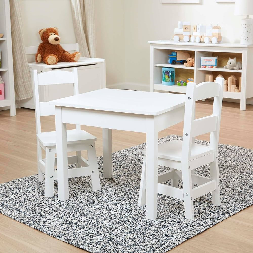 Melissa & Doug Wooden Table & Chairs - White | Amazon (US)