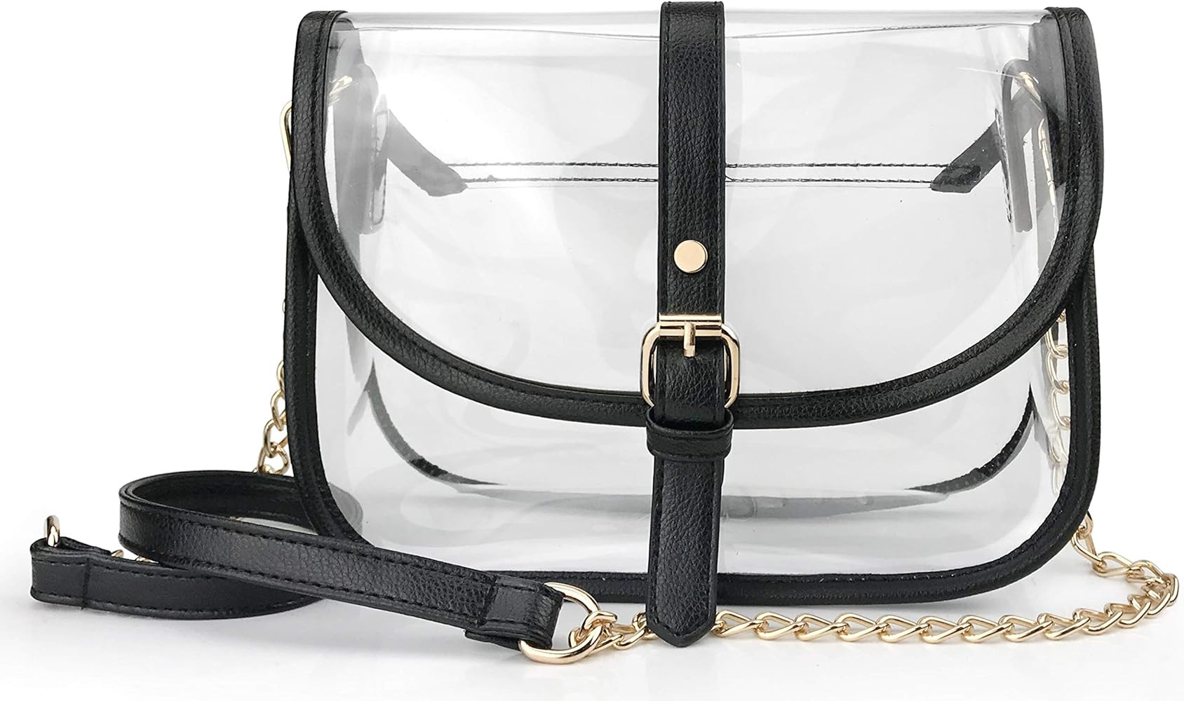 Clear Saddle Cross Body Bag Women Chain Shoulder Handbag Purse | Amazon (US)