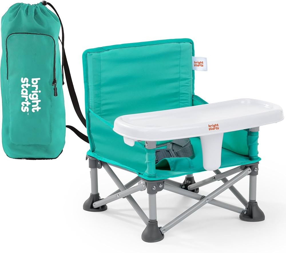 Bright Starts Pop 'N Sit Portable Booster, Indoor/Outdoor Use, Floor Seat with Feeding Tray, Teal... | Amazon (US)