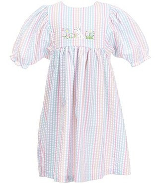 Bonnie Jean Little Girls Dolman-Sleeve StripedBunny-Embroidered Seersucker Fit-And-Flare Dress - 3T | Dillard's