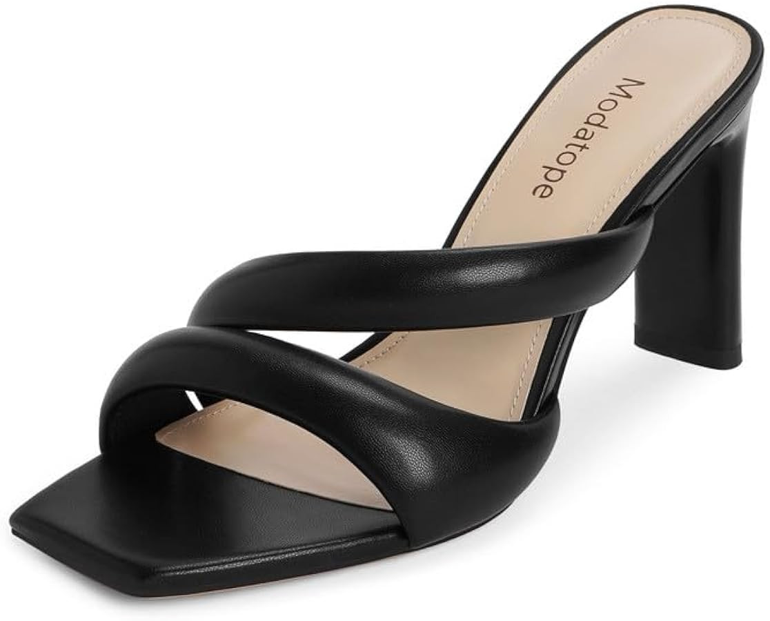 Modatope Heeled Mules for Women Square Toe Heels Chunky Block Heeled Sandals Dress Shoes | Amazon (US)