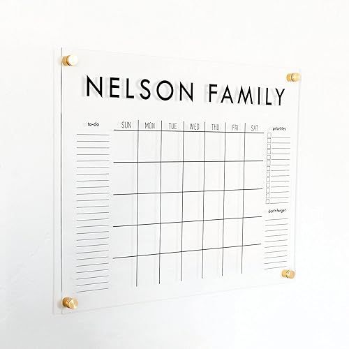 Large Acrylic Calendar, Dry Erase Monthly Acrylic Calendar, Dry Erase Wall Calendar | Amazon (US)