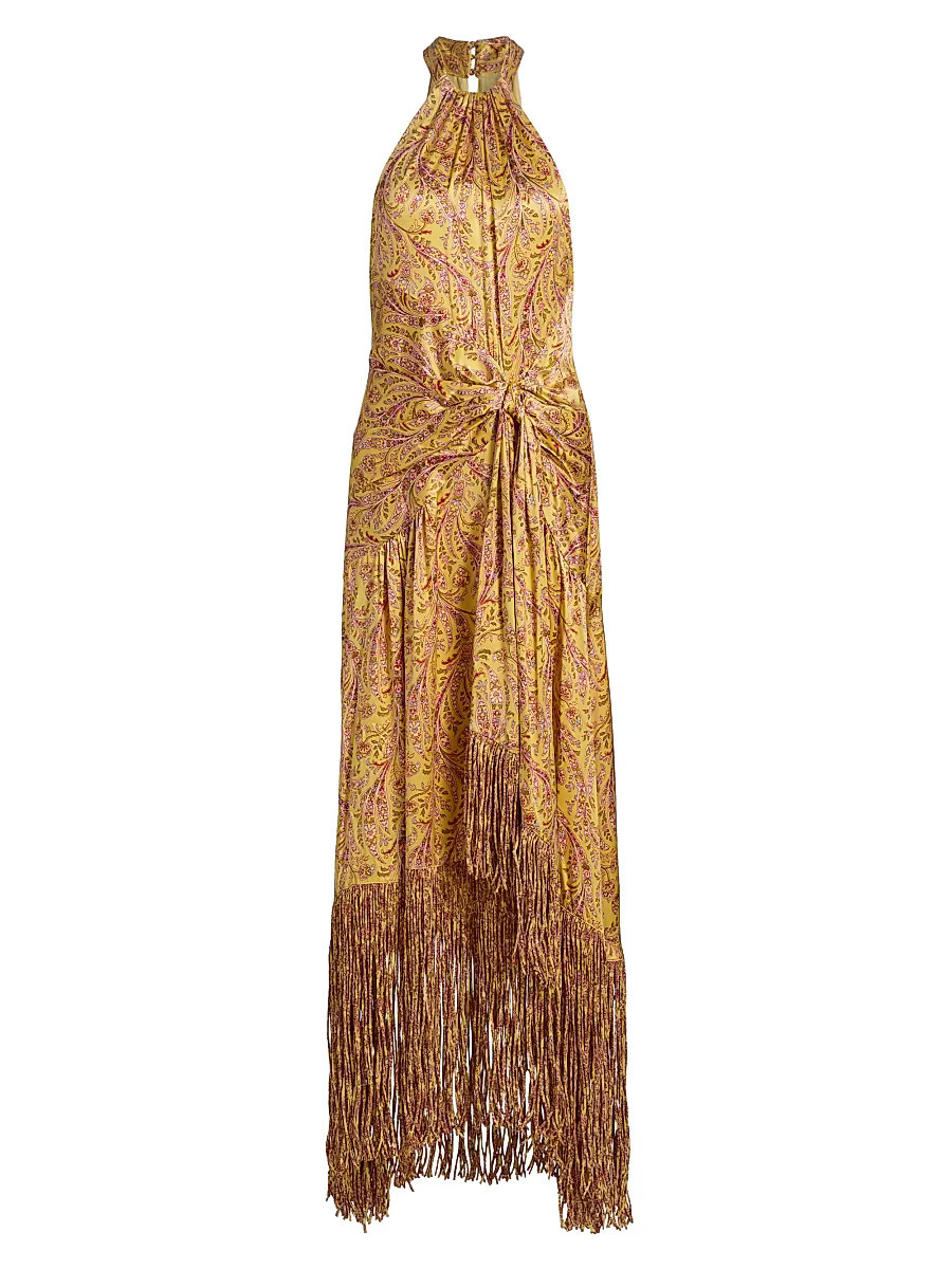 Women's Charming Paisley Teresa Halterneck Maxi Dress - Lemon Grass Multi - Size 12 | Saks Fifth Avenue