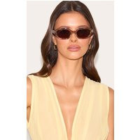 Smokey Brown Angled Cat Eye Sunglasses | PrettyLittleThing US