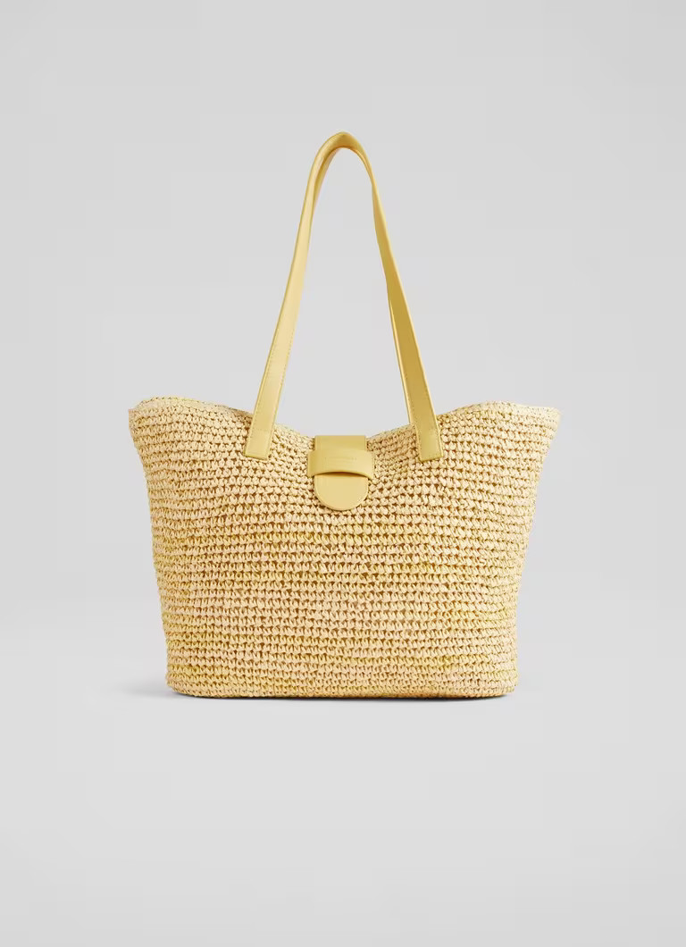 Tara Yellow Marl Raffia Shoulder Bag | L.K. Bennett (UK)