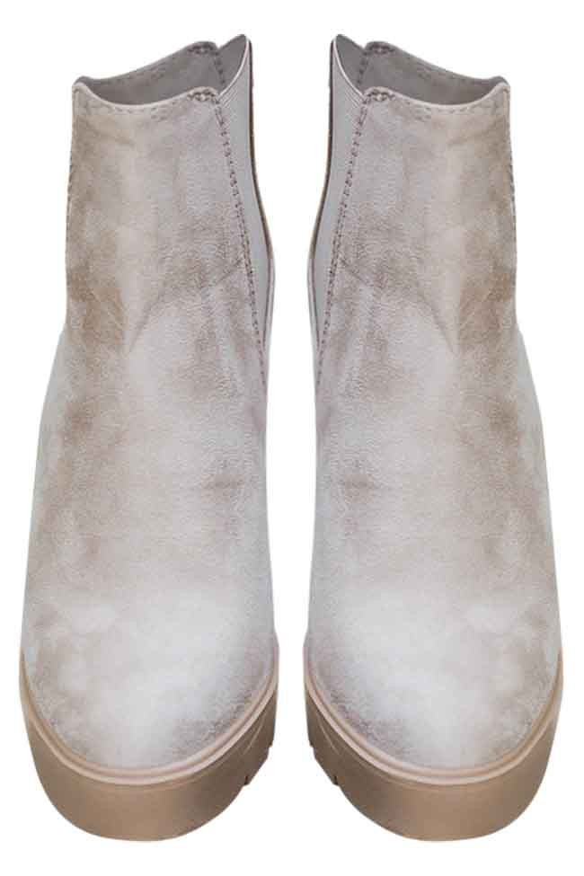 Barbra Beige Suede Platform Booties | Pink Lily