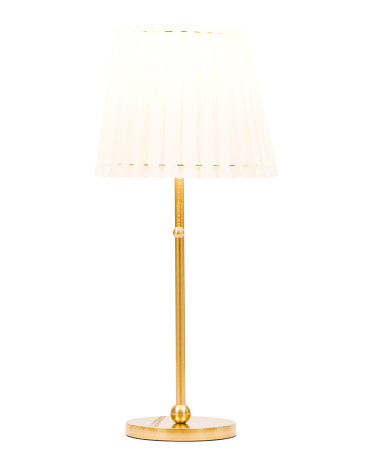 26in Demi Aged Brass Table Lamp With Pleated Linen Shade | TJ Maxx