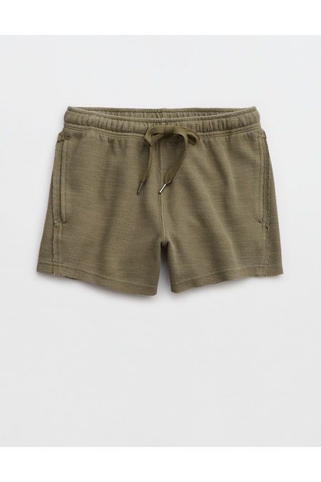 Aerie Lightweight Ribbed Short Women's Washed Olive L | American Eagle Outfitters (US & CA)