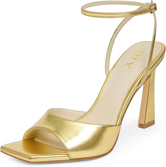 Strappy Heels for Women Heeled Sandals Square Toe Heel Ankle Strap Stiletto Mesh High Heels Dress... | Amazon (US)