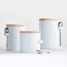 Aspen White Ceramic Canister Set + Reviews | Crate & Barrel | Crate & Barrel