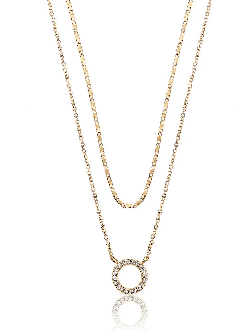 Time and Tru Women's Goldtone Open Circle Necklace Set, 2 Pieces | Walmart (US)