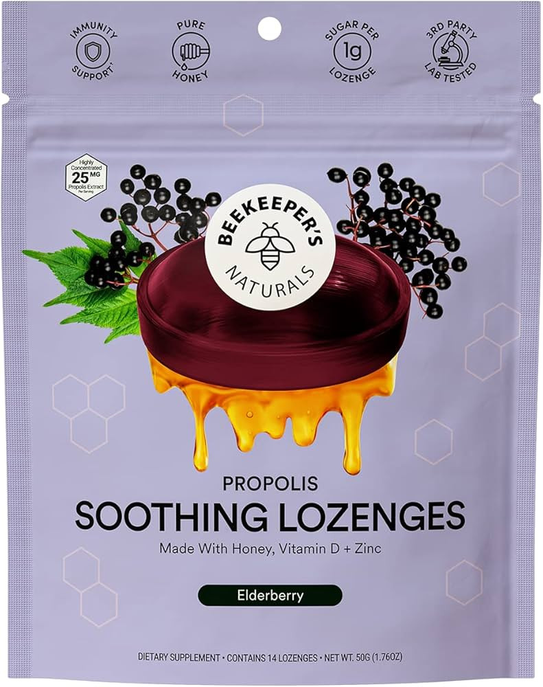 Beekeeper's Naturals Soothing Honey Elderberry Cough Drops Immune Support with Vitamin D, Zinc an... | Amazon (US)