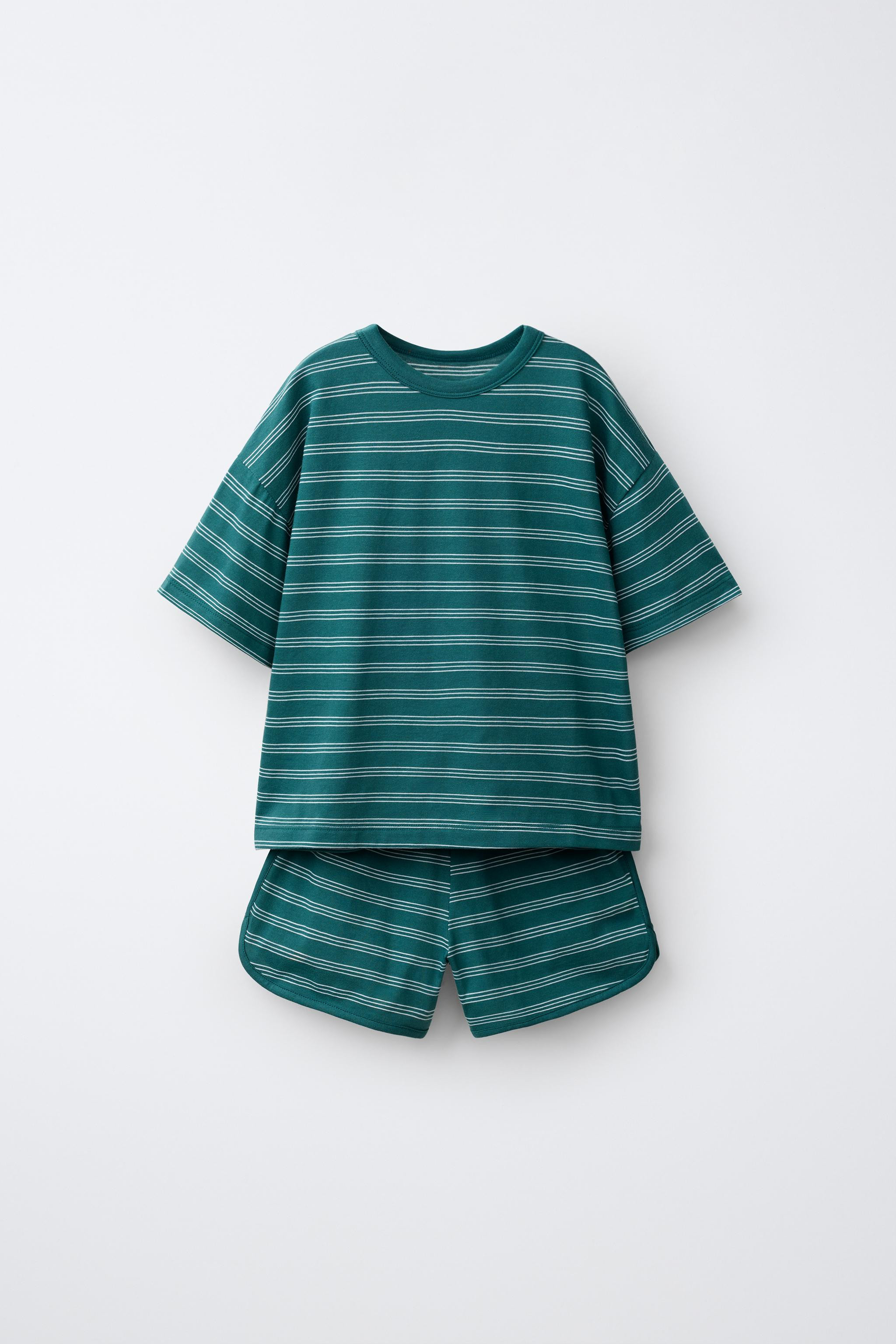 STRIPED T-SHIRT AND BERMUDA SHORTS JOGGING SET | Zara US